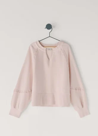 Bluza z okrągłym dekoltem i koronką