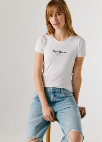 Koszulka z nadrukiem logo o kroju Slim Fit