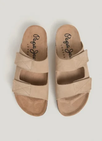 Sandały zamszowe z podwójnym zapięciem na rzepy Sandały zamszowe z podwójnym zapięciem na rzepy