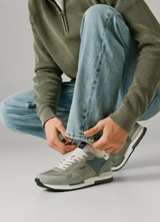 Skórzane trampki z zamszowymi detalami Skórzane trampki z zamszowymi detalami