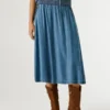Spódnica midi z tkaniny chambray Spódnica midi z tkaniny chambray