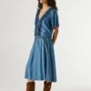 Spódnica midi z tkaniny chambray Spódnica midi z tkaniny chambray