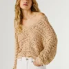 Sweter z dekoltem w serek i ażurowym wzorem Sweter z dekoltem w serek i ażurowym wzorem