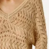 Sweter z dekoltem w serek i ażurowym wzorem Sweter z dekoltem w serek i ażurowym wzorem