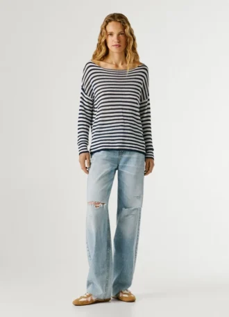 Sweter z dzianiny w paski