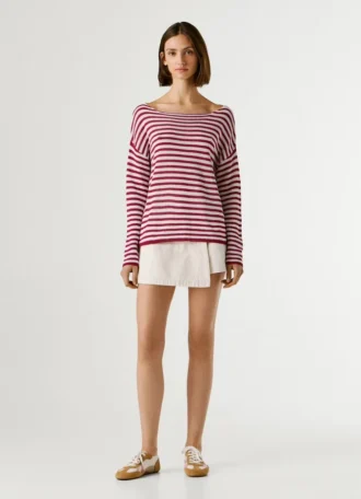 Sweter z dzianiny w paski
