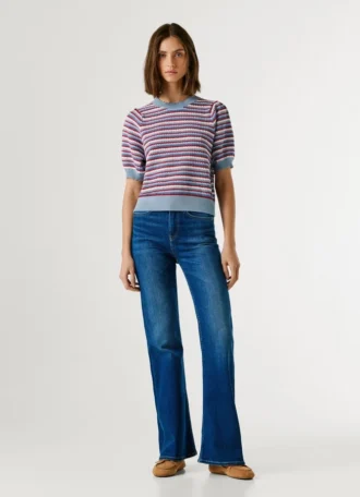 Sweter z dzianiny w paski