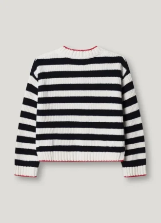 Sweter z dzianiny z dekoltem w serek