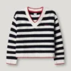 Sweter z dzianiny z dekoltem w serek