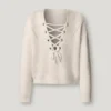 Sweter z dzianiny z dekoltem w serek Sweter z dzianiny z dekoltem w serek
