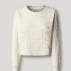 Sweter z okrągłym dekoltem i ażurowym wzorem Sweter z okrągłym dekoltem i ażurowym wzorem