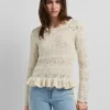 Sweter z okrągłym dekoltem z dzianiny mouliné Sweter z okrągłym dekoltem z dzianiny mouliné