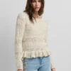 Sweter z okrągłym dekoltem z dzianiny mouliné Sweter z okrągłym dekoltem z dzianiny mouliné