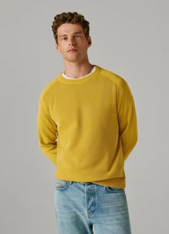 Sweter z okrągłym dekoltem z dzianiny piqué
