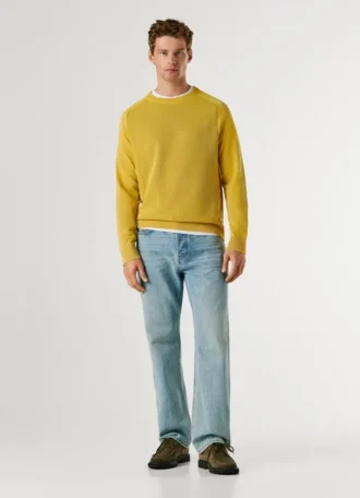 Sweter z okrągłym dekoltem z dzianiny piqué