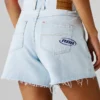 Szorty z sztywnego denimu o kroju litery A