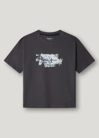 T-shirt z nadrukiem logo o luźnym kroju