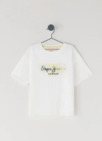 T-shirt z nadrukiem logo o luźnym kroju