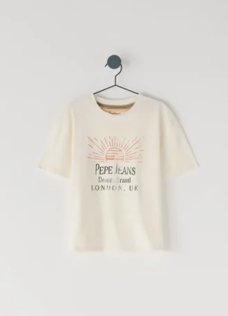 T-shirt z nadrukiem logo o luźnym kroju