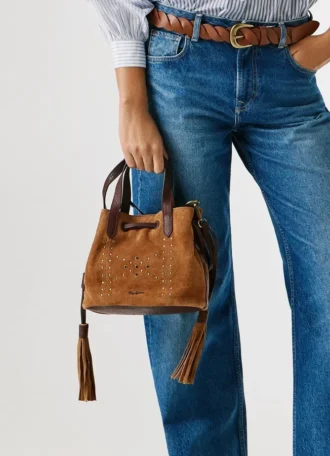 Zamszowa torba typu bucket